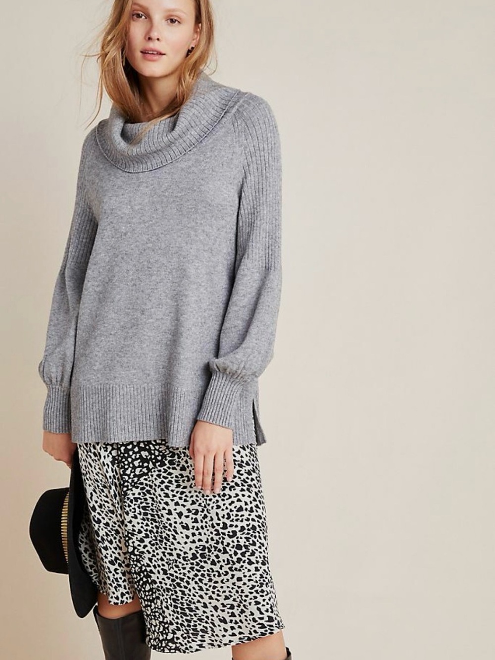 Anthropology Paloma Knit Turtleneck Sweater Gray XS Soft